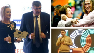 Министърът на младежта и спорта Георги Глушков награди Стефка Костадинова за Атлетка №1 на столетието
