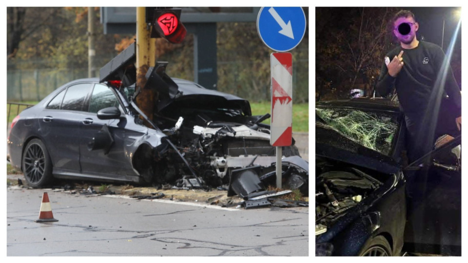 19-годишен показа среден пръст пред размазаната си кола на оживен столичен булевард (снимки)