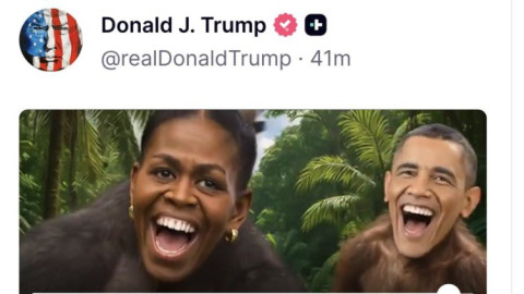 Скандал: Тръмп публикува AI клип, показа Барак и Мишел Обама като маймуни ВИДЕО